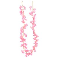 Kerstslingers met bloemen 6 st 180 cm donkerroze
