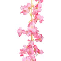 Kerstslingers met bloemen 6 st 180 cm donkerroze