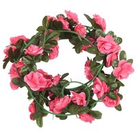 Kerstslingers met bloemen 6 st 240 cm roodroze