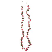 Kerstslingers met bloemen 6 st 240 cm roodroze