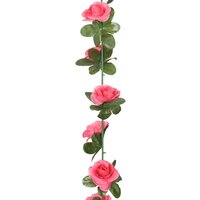Kerstslingers met bloemen 6 st 240 cm roodroze