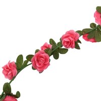 Kerstslingers met bloemen 6 st 240 cm roodroze