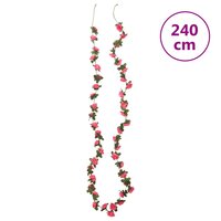 Kerstslingers met bloemen 6 st 240 cm roodroze