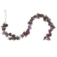 Kerstslingers met bloemen 6 st 250 cm lente lichtpaars