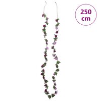Kerstslingers met bloemen 6 st 250 cm lente lichtpaars