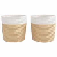 Opbergmanden 2 st &Oslash; 28x28 cm katoen beige en wit