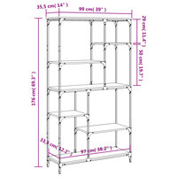 Boekenrek 99x35,5x176 cm bewerkt hout en staal sonoma eiken