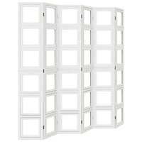 Kamerscherm met 6 panelen massief paulowniahout wit