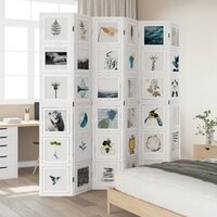 Kamerscherm met 6 panelen massief paulowniahout wit