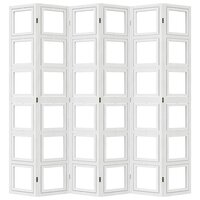 Kamerscherm met 6 panelen massief paulowniahout wit