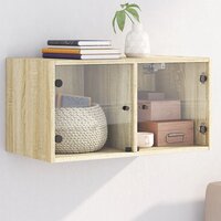 Wandkast met glazen deuren 68,5x37x35 cm sonoma eikenkleurig