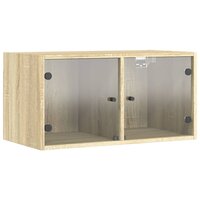 Wandkast met glazen deuren 68,5x37x35 cm sonoma eikenkleurig