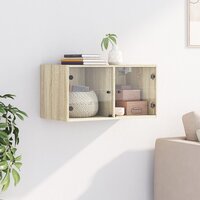 Wandkast met glazen deuren 68,5x37x35 cm sonoma eikenkleurig