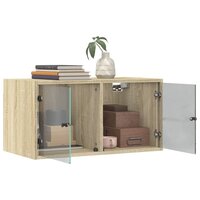 Wandkast met glazen deuren 68,5x37x35 cm sonoma eikenkleurig