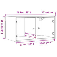 Wandkast met glazen deuren 68,5x37x35 cm sonoma eikenkleurig