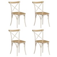 Kruisstoelen 4 st massief mangohout wit