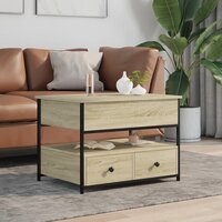Salontafel 70x50x50 cm bewerkt hout en metaal sonoma eikenkleur