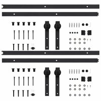 Hardwaresets voor schuifdeuren 2 st 200 cm staal zwart
