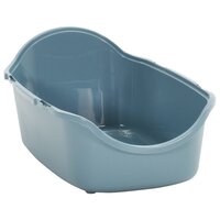 Kattenbak met deksel 56x40x40 cm polypropeen wit en blauw