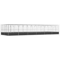 Voli&egrave;re met verlengstuk 1246x414x212 m staal zilverkleurig
