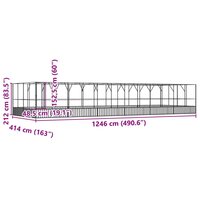 Voli&egrave;re met verlengstuk 1246x414x212 m staal zilverkleurig
