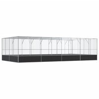 Voli&egrave;re met verlengstuk 832x414x212 m staal zilverkleurig