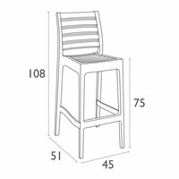 Siesta Ares Stapelbare Barkruk 75 Cm Donkergrijs (Per 2 Stuks)
