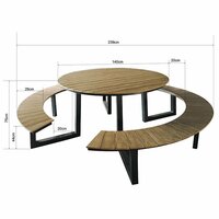 The Outsider Fredo Picknicktafel Rond 242Cm Polywood