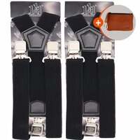 Bretels Heren - 3 Clips -  2 Stuks - Bretels - Bretels Heren Volwassenen Zwart twee stuks