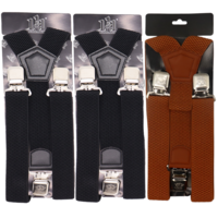 Bretels Heren - 3 Clips Bretels - 3 Stuks - Y Model Zwart;Zwart-grijs en Zwart-Rood