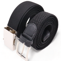 Elastische Riem -  Stretch Riem - Gevlochten Zwart En Tactical Belt - Koppelriem - 2 Stuks -  Zwart 140