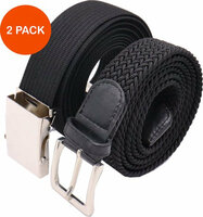 Elastische Riem -  Stretch Riem - Gevlochten Zwart En Tactical Belt - Koppelriem - 2 Stuks -  Zwart 150