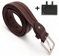 Moneybelt  - Gratis Leren Riemtasje - Bruin Riemtasje - Riem Met Rits - Riem Met Geheimvak 115