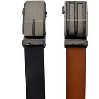 Heren Riem - Automaat Riem - Echt Leer Met Automatische Gesp - Broekriem 2 Stuks - Zwart En Cognac 100