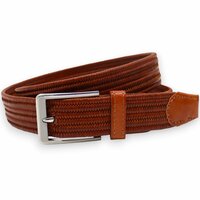Riem Gevlochten - Leer Gevlochten Riem - Elastische Broekriem - Cognac 95/110