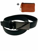 Automaat Riem - Gestikte Riem - Riem Zonder Gaatjes - Riem Heren - 110-115-120Cm - Zwart 110cm