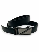 Automaat Riem - Gestikte Riem - Riem Zonder Gaatjes - Riem Heren - 110-115-120Cm - Zwart 110cm