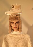 Women&#039;s Winter Boots Suede - With Shearing Details Beige 40