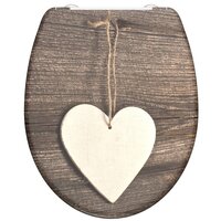 Toiletbril met soft-close WOOD HEART duroplast met print