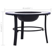 Vuurschaal moza&iuml;ek 68 cm keramiek blauw en wit