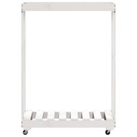 Houtblokhouder met wielen 76,5x40x108 cm massief grenenhout wit