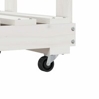 Houtblokhouder met wielen 76,5x40x108 cm massief grenenhout wit