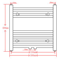 Radiator / handdoekenrek gebogen 480x480 mm grijs