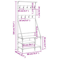 Kledingrek met schoenenrek 80x40x184 cm sonoma eikenkleurig