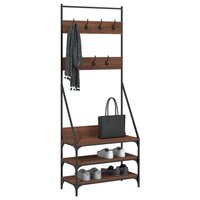 Kledingrek met schoenenrek 72x34x184 cm bruin eikenkleur