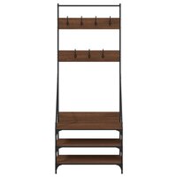 Kledingrek met schoenenrek 72x34x184 cm bruin eikenkleur