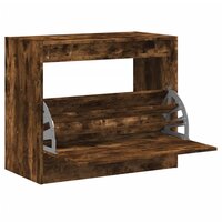 Schoenenkast 80x42x69 cm bewerkt hout gerookt eikenkleurig