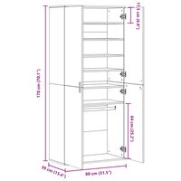 Schoenenkast 80x39x178 cm bewerkt hout gerookt eikenkleurig