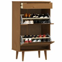 Schoenenkast MOLDE 59,5x35x103 cm massief grenenhout bruin