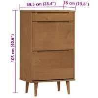 Schoenenkast MOLDE 59,5x35x103 cm massief grenenhout bruin